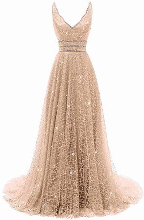 Amazon.com: RJOAM-Prom Dresses Long Beaded Deep V-Neck&Back Sparkling Princess Tull Dresses 2019 Party Night Evening Gown Black Size2: Clothing