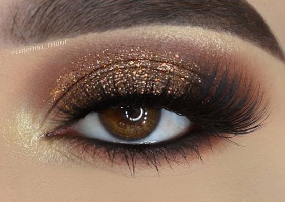 Brown / Gold Glitter Eye Makeup