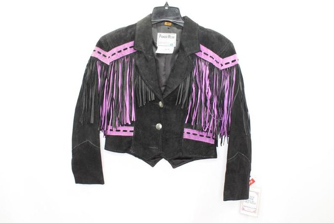 90s New Pioneer Wear Western Fringe Leather Cowgirl Jacket | Etsy