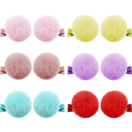 Amazon.com : 12 Pieces Ball Pompom Hair Clips Tie 2" Fall Winter Pompom Baby Hair Clip Pom Fur Clips Cute Pom Pom Hair Barrettes Colorful Fluffy Ball Fur Barrettes for Toddlers Baby Girl Women Hair Accessories : Beauty & Personal Care