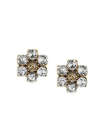 Gucci crystal-embellished Double G clip-on earrings with Express Delivery - FARFETCH | ShopLook