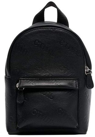 Heron Preston black and orange logo mini leather backpack