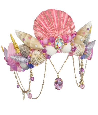bijoux crystal pink & purple sea shell mermaid crown (dei5 edit)