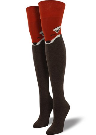 Over-The-Knee Fox Socks for Women | Long Women's Fox Face Socks - Cute But Crazy Socks