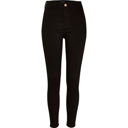Black high waisted skinny jeans | River Island