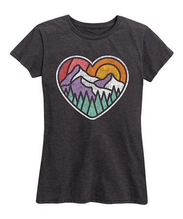 Instant Message Womens Heather Juniper Mountain Forest Heart Relaxed-Fit Tee - Women & Plus | Best Price and Reviews | Zulily