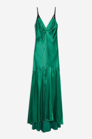 Lace Insert Satin Slip Maxi Dress | Topshop green
