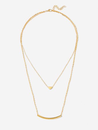 Bar & Heart Detail Layered Chain NecklaceFor Women-romwe