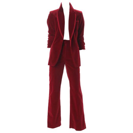 Tom Ford for Gucci Iconic Red Velvet Tuxedo Suit, Autumn/Winter RTW 1996.