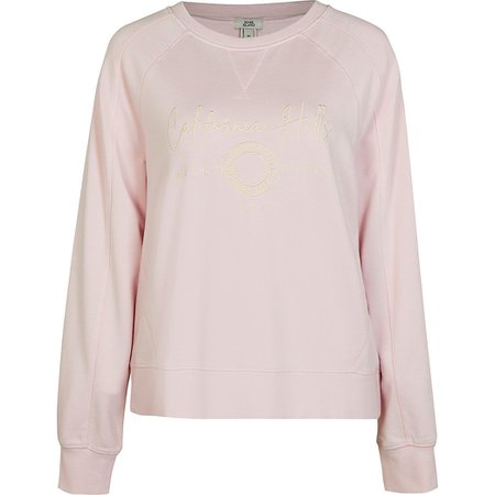 Pink embroidered graphic sweatshirt | River Island