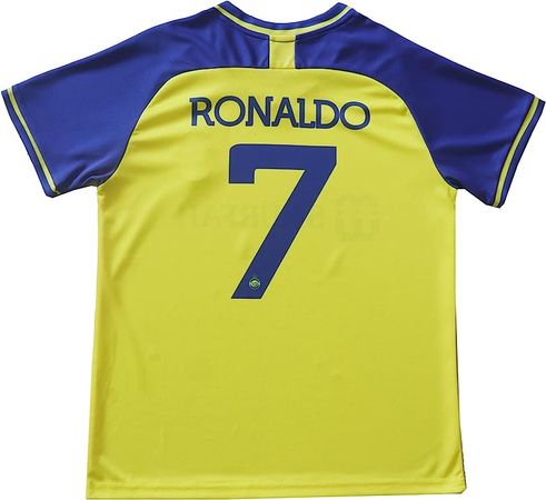 Amazon.com : LeenBD Ronaldo No #7 NASSR Riyadh Al Kids Soccer Jersey Kit Shorts Socks Set Youth Sizes (Blue/Yellow, 2-3 Years Old) : Clothing, Shoes & Jewelry