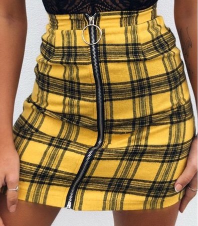 Yellow and Black Checkered Skirt