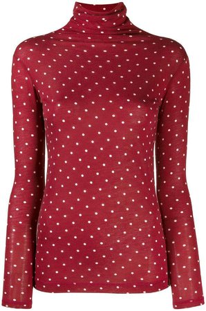 Semicouture polka-dot roll-neck top