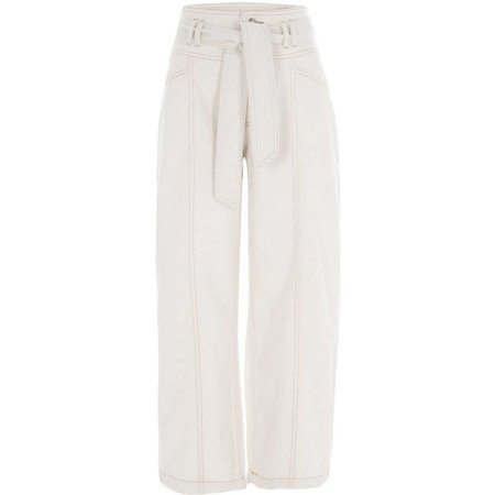 Cream belted cropped wide leg culotte jeans - Jeans - Sale - women