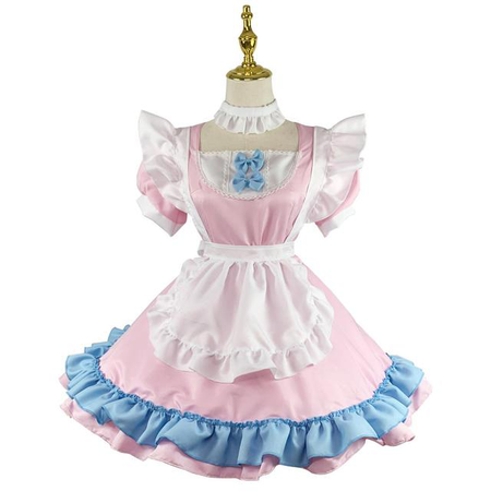 pastel pink white and blue lolita maid dress