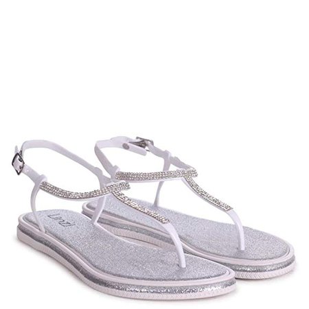 Linzi Storm - Silver Glitter Jelly Sandal with Diamante Toe Post: Amazon.co.uk: Shoes & Bags