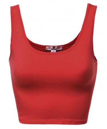 Basic Solid Sleeveless Crop Tank Tops | 05 Red
