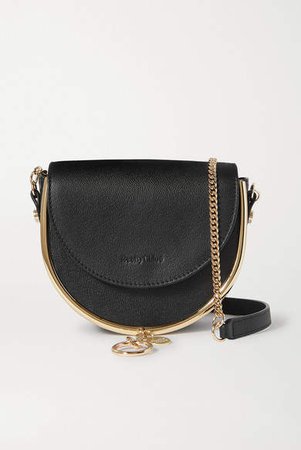 Mara Embellished Textured-leather Shoulder Bag - Black
