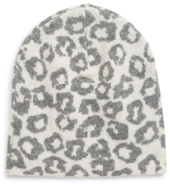 Leopard Print Wool & Cashmere Beanie
