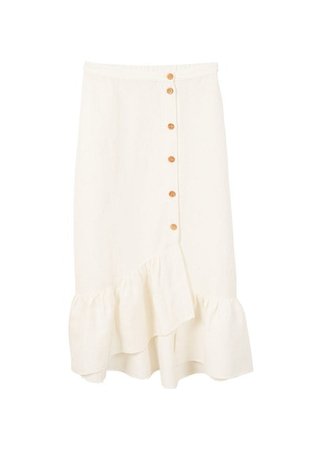 MANGO Ruffled linen-blend skirt