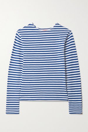 White Striped cotton-piqué top | Denimist | NET-A-PORTER