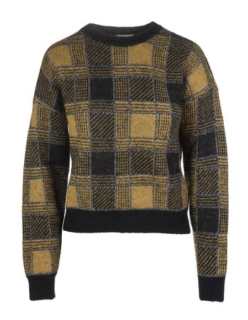 Woman Yellow And Black Checked Sweater