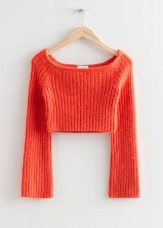 Off-Shoulder Knit Top - Orange - Sweaters - & Other Stories US