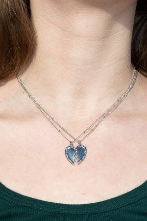 Silver Split Heart Necklaces - Necklaces - Jewelry - Accessories
