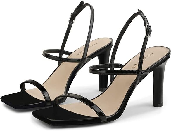 Amazon.com | Modatope Nude Strappy Sandals for Women Open Toe High Heel Sandals Size 7.5 Ankle Strap Sandals Heels for Women | Heeled Sandals