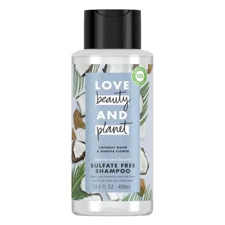 Love Beauty & Planet Coconut Water & Mimosa Flower Volume & Bounty Shampoo - 13.5 Fl Oz : Target