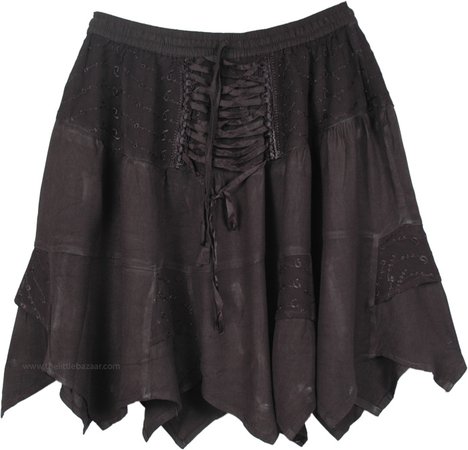 Hip in Black Gothic Style Short Skirt | Short-Skirts | Black | Black-Skirts, Handkerchief, Halloween, Western-Skirts
