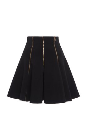Versace Zip-Detailed Cady Flared Mini Skirt