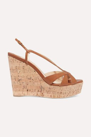 Lady Wedgy 120 Leather Wedge Sandals - Tan