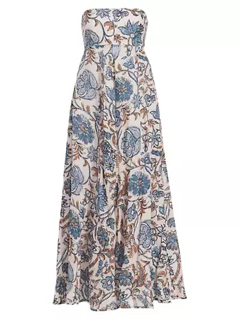 Shop Zimmermann Vitali Floral Linen Midi-Dress | Saks Fifth Avenue