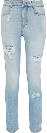 The Skinny Distressed High-rise Skinny Jeans
