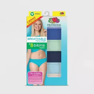 Fruit Of The Loom Women's Breathable Micro-Mesh Bikini Underwear 6+2 Free Bonus Pack : Target
