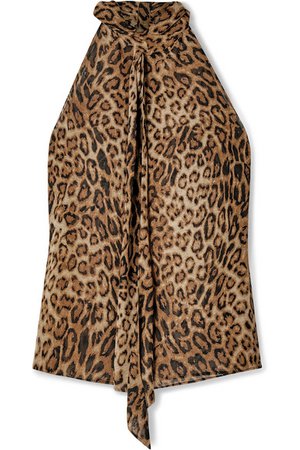 NILI LOTAN Alameda leopard-print silk-chiffon blouse