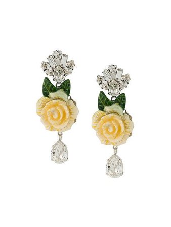 Dolce & Gabbana rose and crystal drop earrings