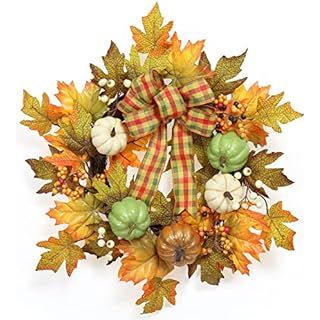 Amazon.com: Hello Fall Maple Leaf Wreath with Boho Beads, Indoor Outdoor Fall Sign for Front Porch, Fall Harvest Pumpkin Home Decor for Mom/Grandma Autumn Thanksgiving Housewarming Gift : Everything Else