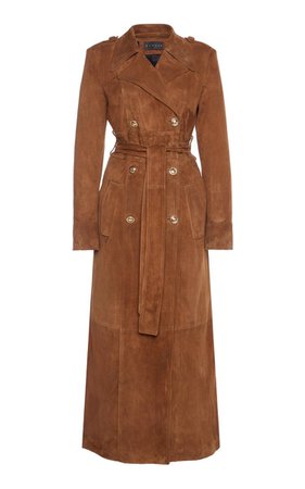 brown suede belted coat