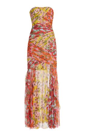 Cutout Chiffon Midi Dress By Carolina Herrera | Moda Operandi