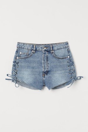 Denim shorts High Waist - Denim blue - Ladies | H&M GB