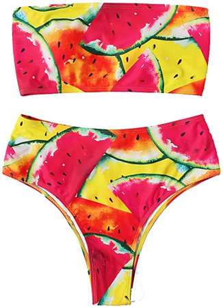 Amazon.com: SweatyRocks Women's Sexy Bikini Set High Waist Wrap Padding Bandeau Bathing Swimwear Suit: Clothing