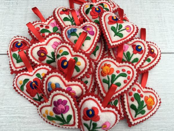embroidered hearts
