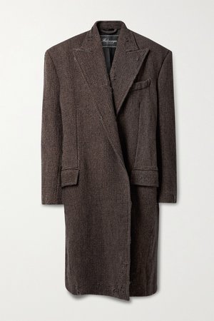 Brown Oversized distressed wool-tweed coat | BALENCIAGA | NET-A-PORTER