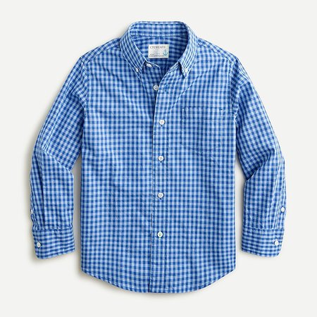 J.Crew: Boys' Secret Wash Shirt In Blue Gingham