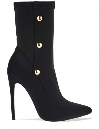 Unfoolish Stiletto Stretch Sock Ankle Boots With Popper Detail In Black Lycra - Buscar con Google