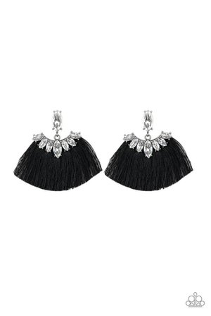 earrings black fringe