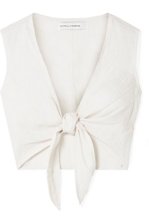Faithfull The Brand | Marcie cropped tie-front linen top | NET-A-PORTER.COM