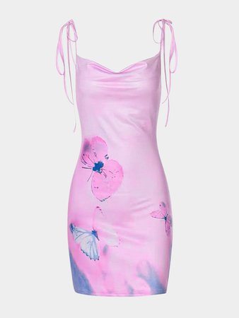Butterfly Print Sling Hip Dress – Cape Clique